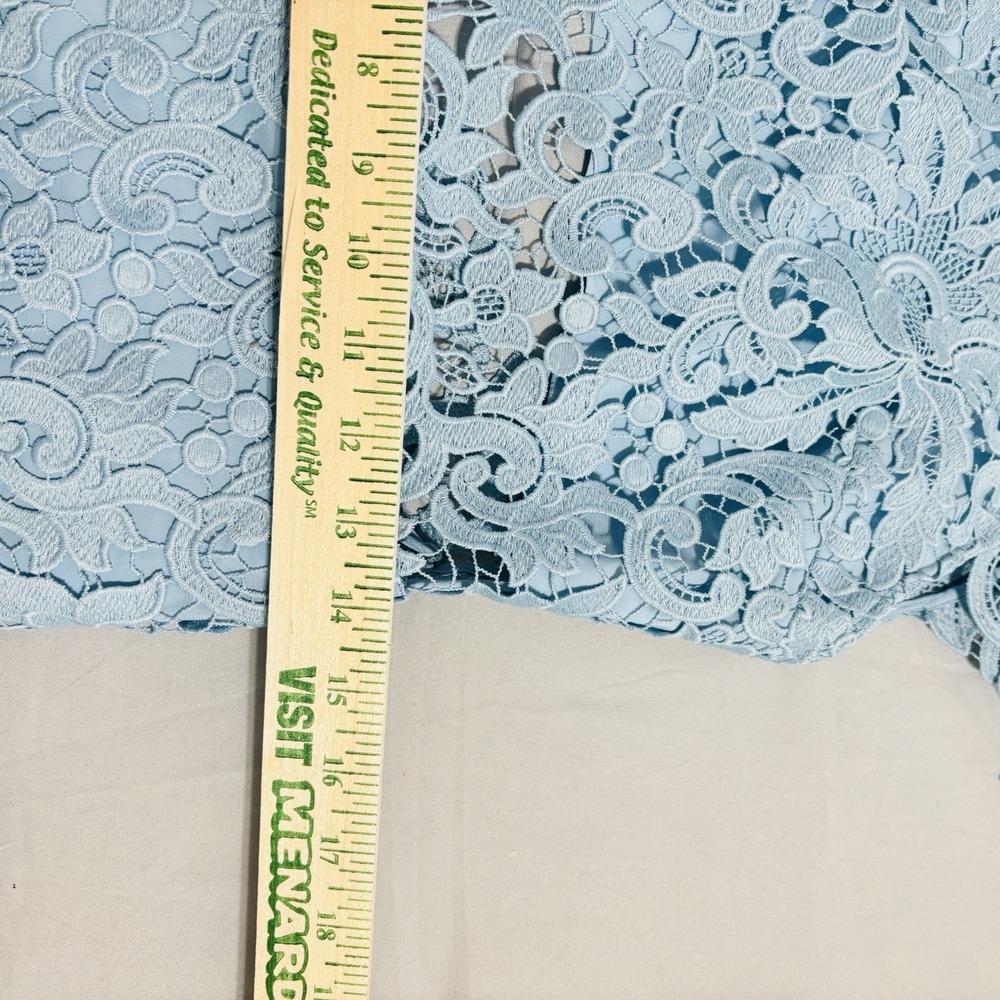 Alice + Olivia Clover Open Back Lace Dress Sz 8 Mineral Blue Ruffle - Picture 13 of 15